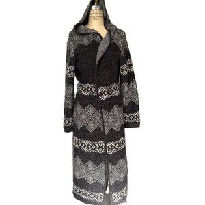 Sioni Geometric Knit Cozy Hooded Wrap Cardigan sz XL